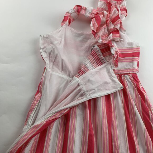 J. Crew Pink Candy Striped Ruffle Strap Midi Dress 10 - Picture 7 of 8
